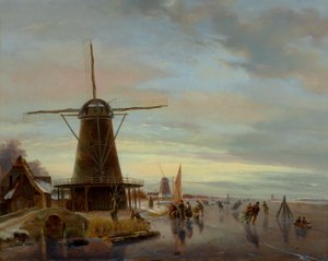 Schaatsers op een bevroren waterweg